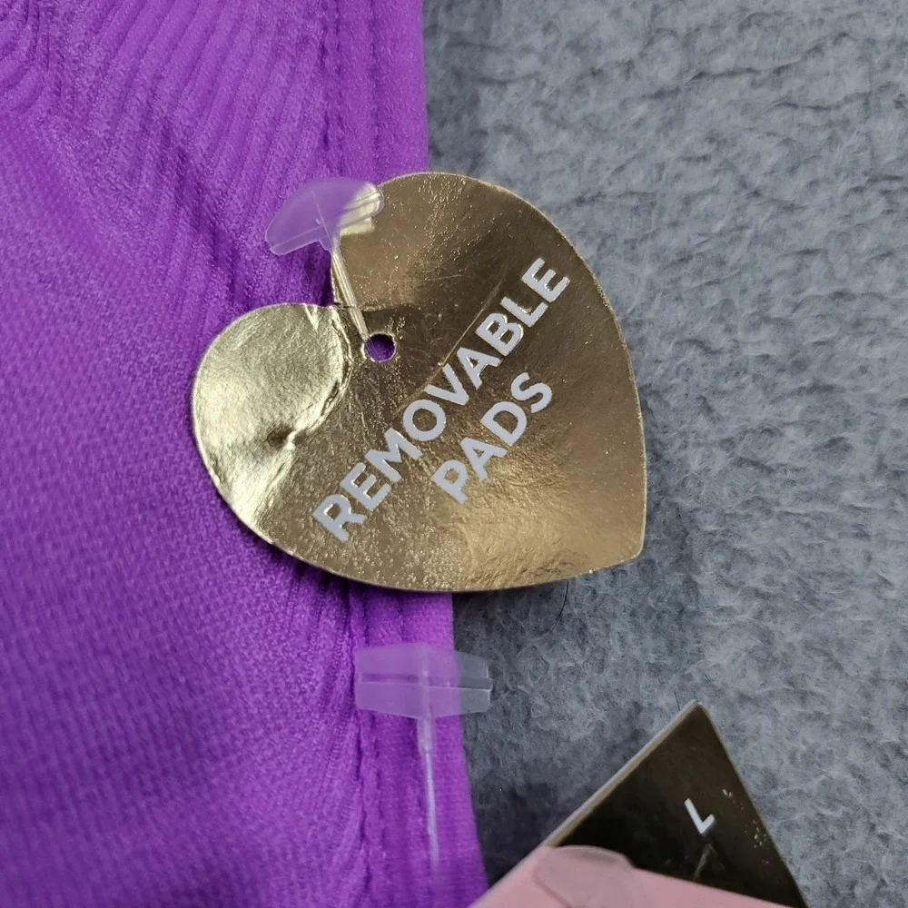 Juicy Couture Women Sports Bra Large Purple JC5210 Wireless Knit Racerback NWT
